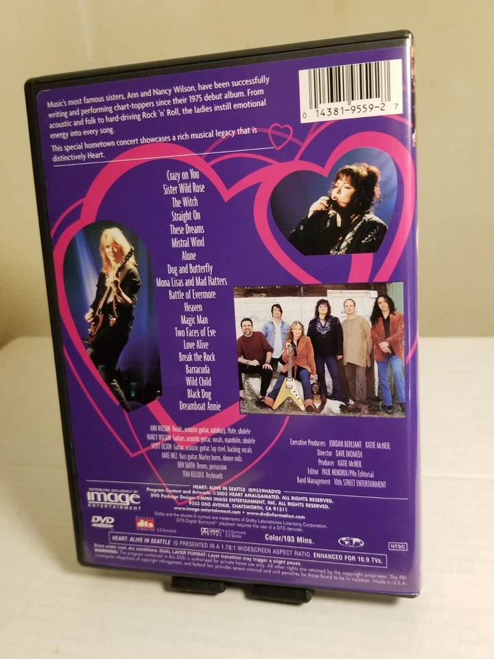 Heart: Alive in Seattle (DVD,📀 2002)  20 Songs 103min NTSC REGION 1 GOOD COND ✔ - Image 4 of 4