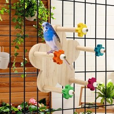 DVHEY Bird Rotating Perch Toy,Durable Unique Wooden Ferris Rotating-5cha-1p