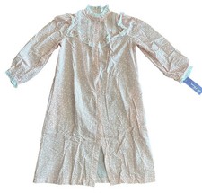 Vintage Miss Elaine Housecoat Pink Floral Snap Front Union Made Medium New