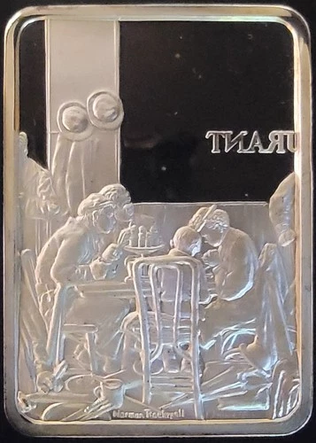 1976 Saying Grace Norman Rockwell Saturday Pos Bullion-0.999 Silver 1 Oz Art Bar