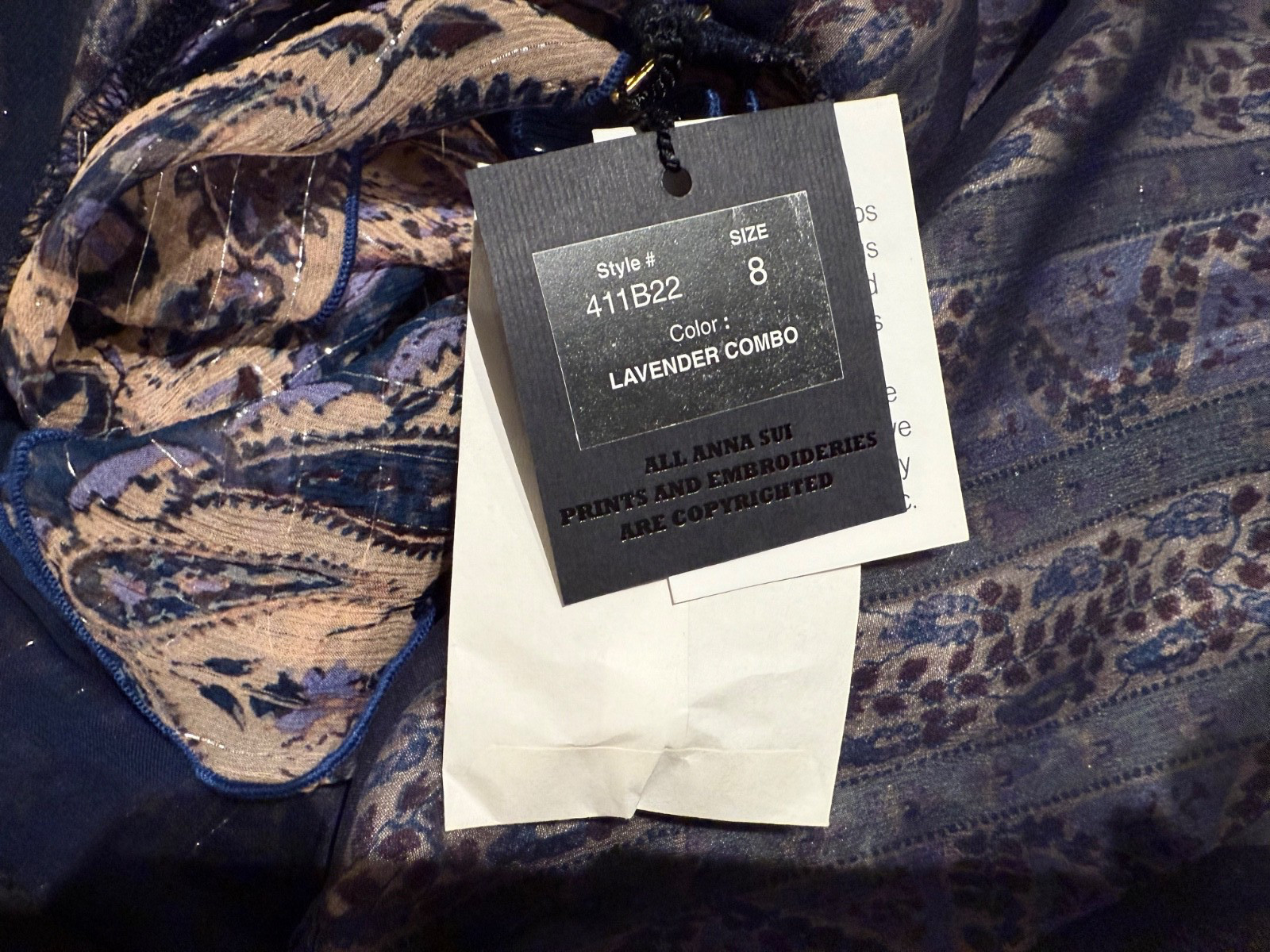 Spring 2011 Anna Sui Sheer SILK Cap Sleeve Blouse Size 8, Metallic Paisley NWT