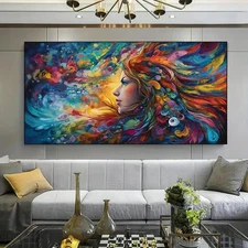 Vibrant Swirling Patterns Dynamic Design Unframed Canvas Painting for Living