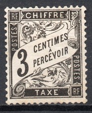 France Taxe 1882 Yvert 12 3 c. noir Neuf sans gomme