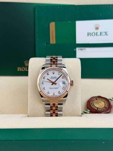 Rolex Datejust 31 White Diamond Fluted Jubilee Preowned 2020 178271
