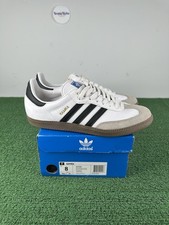 Size 8 - Adidas Samba OG White Black Leather Sneakers Shoes Fits Like 8.5M