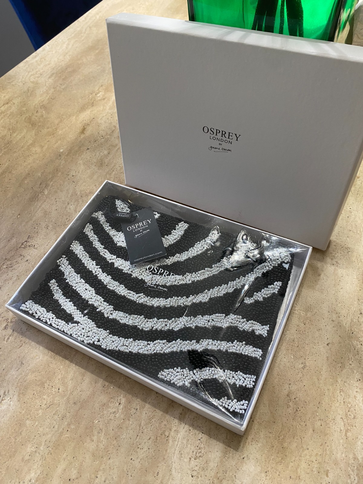 STUNNING BNIB OSPREY ZEBRA MEDIUM BEADED POUCH £85.00