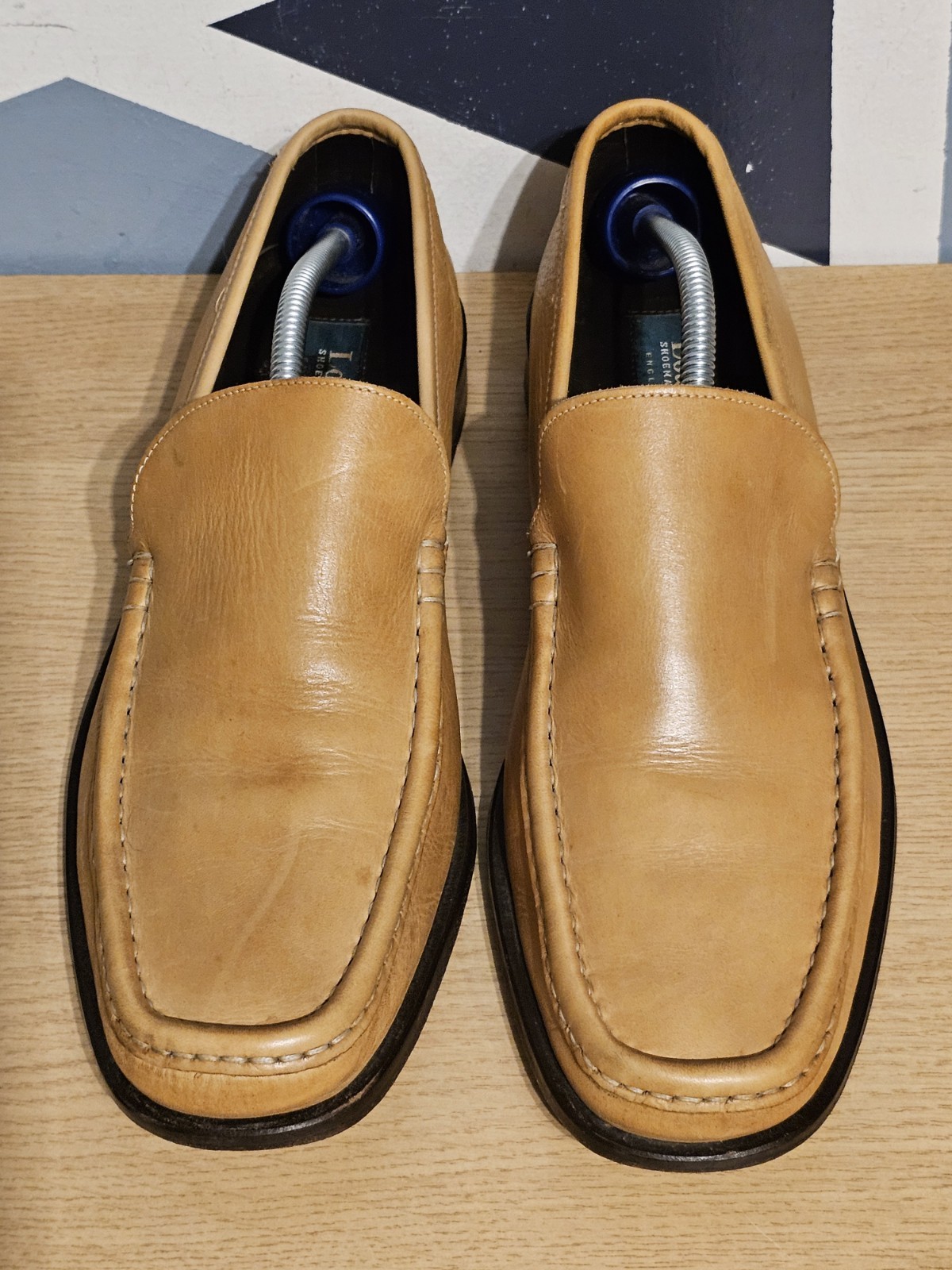 Loake Shoemaker Loafers Size UK 11 Tan Brown Leather Bologna Shoes Made in Italy image 6