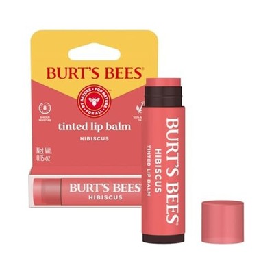 Burt's Bees Lip Tint Balm, Long Lasting 2 in 1 Duo Tinted Balm Formula, Hibiscus