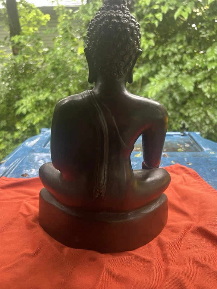 Antigua estatua china de Buda de bronce del siglo XVIII Foto 4 de 4