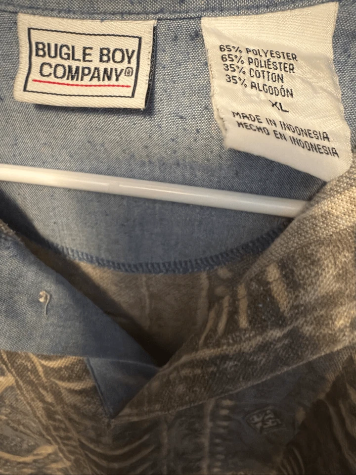 Camisa polo de golf vintage Bugle Boy - AOP abstracta años 90 impresión artística, talla XL Foto 3 de 3