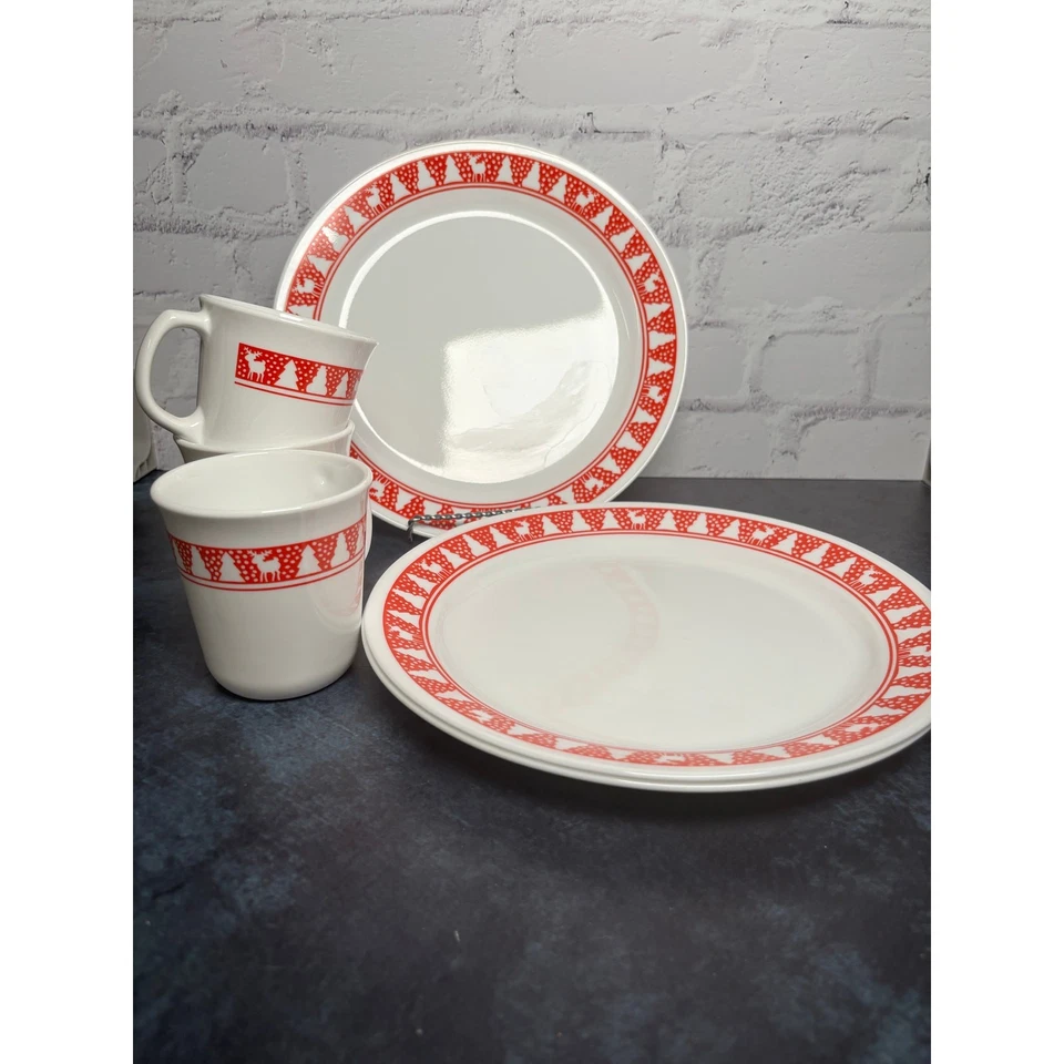 VTG Corelle Corning Winter Festival Red Trees Reindeer Dinnerware Replacements - Image 2 of 4