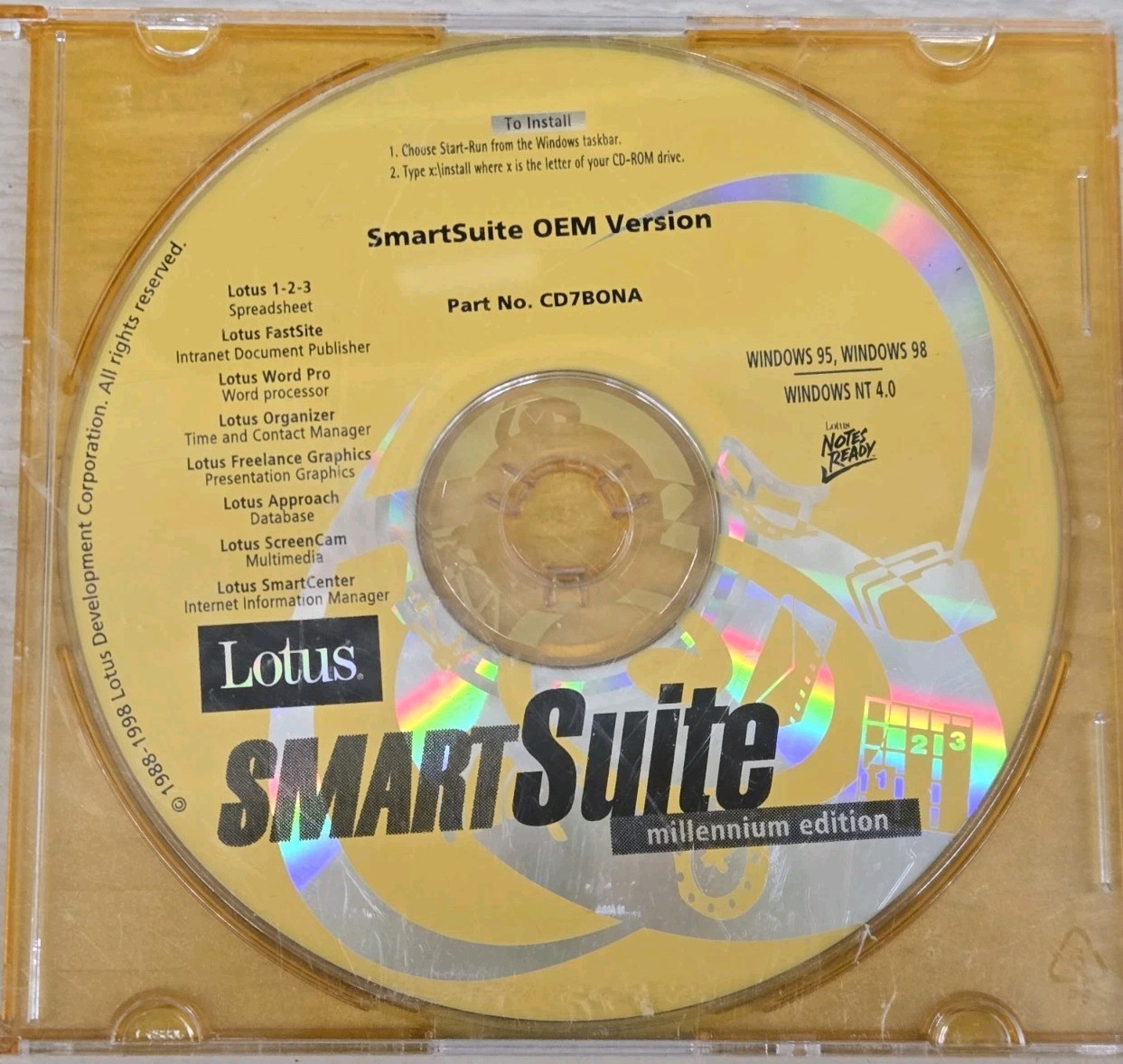 Lotus SmartSuite 9.7 Millennium Edition Software CD Windows 7/XP/2000/98