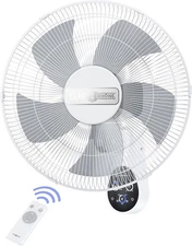 Wall Mount Fan with Remote,16 Inch Wall Fan with 5 Blades, 5 Speeds, 8 Hour Time