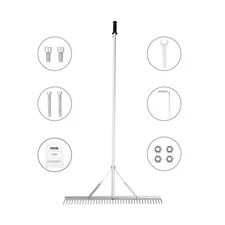 SKYSHALO Landscaping Rake 36" Head Aluminum Landscaping Rake 75" Adjustable 