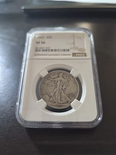 1943 P Walking Liberty Silver Half Dollar, NGC Graded: Very Fine 30