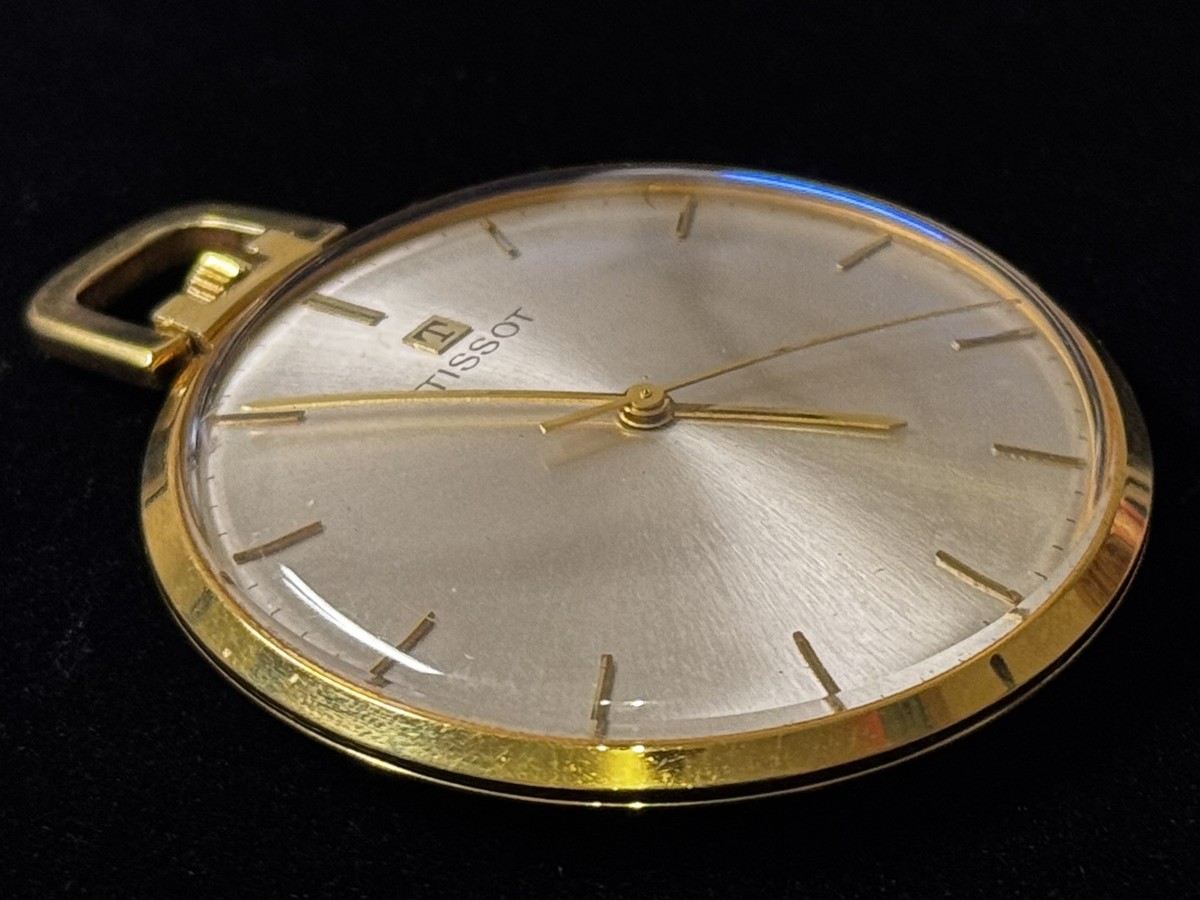 Vintage Tissot Pocket Watch Clean Gold Plated 41mm MCM Modern Runs