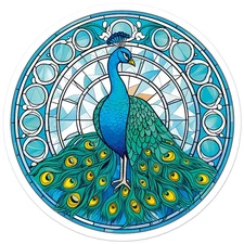 Stained Glass Peacock - Vinyl Decal Sticker - Car Window Laptop - ebn11156