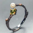 Vintage ring Natural Peridot Ring 925 Sterling Silver Size 8.5 /R460120