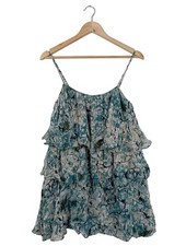 ZARA Volantkleid Damen Kleid Gr. DE 38 blau-hellgrau Casual-Look