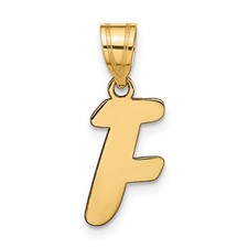 14k Yellow Gold Polished Script Letter F Initial Charm Pendant