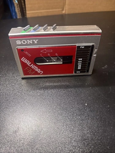 Vintage Sony Walkman WM-F10 Red Silver FM Stereo Cassette Player - For Parts