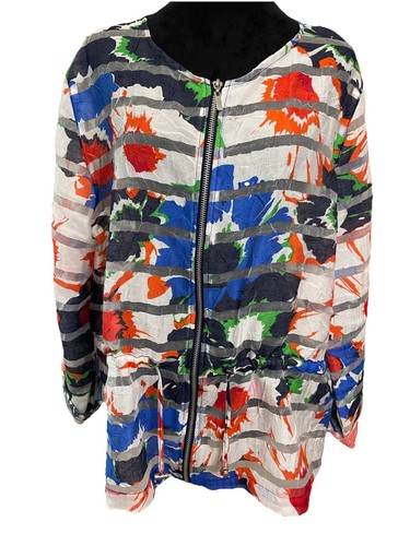 Ruby Rd. Burnout Sheer Zip Jacket Paint Splatter Multi-Color Size 16 Colorful