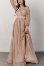 Baltic Born Octavia Shimmer Tulle Sheer Flowy Evening Dress Blush Pink Size M
