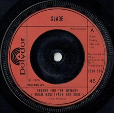 Slade - Thanks For The Memory (Wham Bam Thank You Mam), 7", (Vinyl)