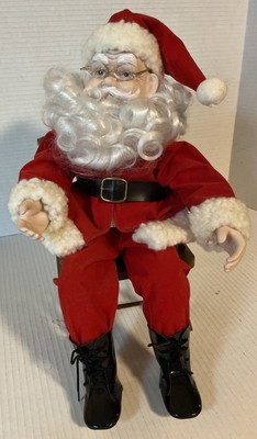 Rare Vintage Santa Claus Sitting Doll With Porcelain Hands And Face- Taiwan -14 