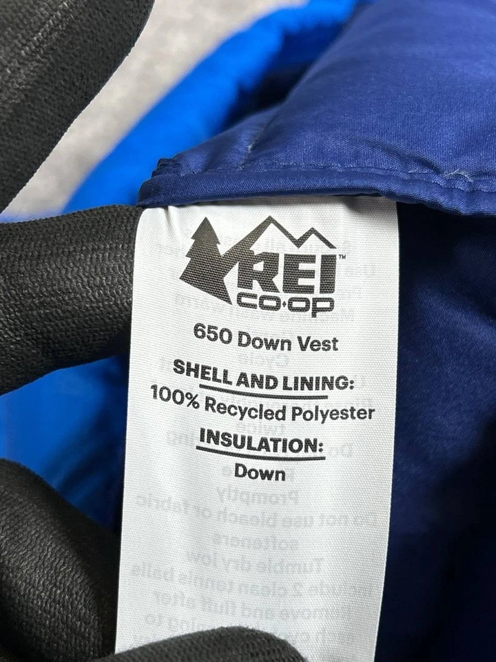 Rei 夹克儿童大号蓝色 650 羽绒绝缘背心 * — 第 4/4 张图片