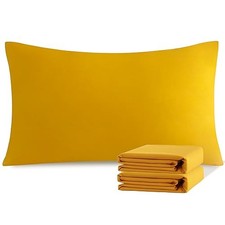 King Pillowcase Set - 2 Pack Brushed Microfiber King 20" x 36" Ginger Yellow