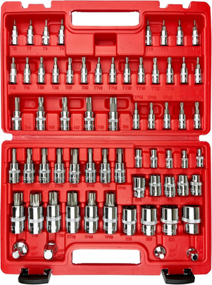 64PCS 1/4,3/8&1/2  Master Torx Bit Socket Set and External Torx Socket Set,E4-E2