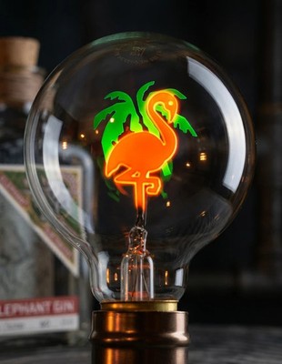 Neon Glimmlampe Vintage FLAMINGO PALME dekorativ Glühbirne Aerolux Style E27 NEU