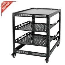Versatile 12U Alloy Steel Network Rack with Casters 2 Shelves for IT Gear