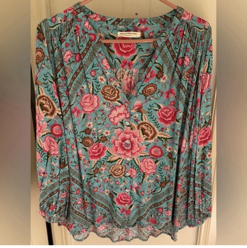 Spell & the Gypsy Designs Babushka Blouse -Turquoise, Size Small