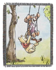 Northwest Winnie The Pooh Woven Tapestry Throw Blanket, 48" x 60", Pooh Having