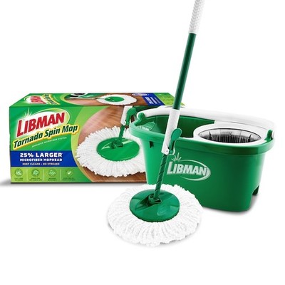 Libman Tornado Microfiber Spin Mop & Bucket, Green/White (1283001)