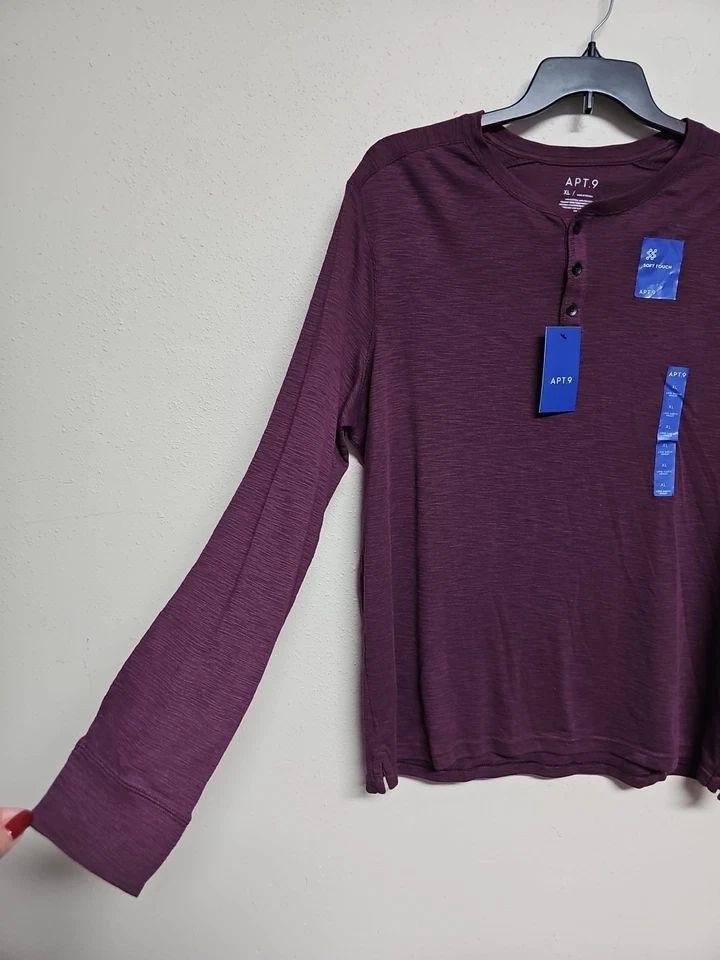 Suéter masculino de malha mistura de algodão cor borgonha gola redonda macio novo com etiquetas Apt9. Tamanho XL - Imagem 4 de 4