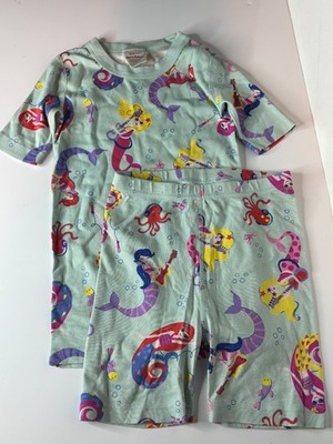Hanna Andersson Girl's Size 10 (140cm) Pajama Short Set Blue Mermaid Sleepwear