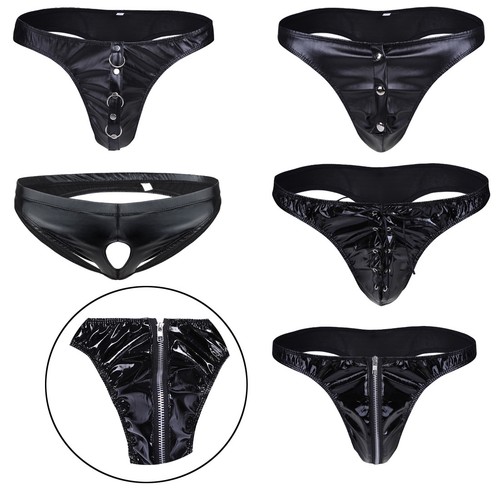 Hombres Sexy Lencería Imitación Cuero Tangas G-String Ropa Interior  Jockstrap Calzoncillos Trunks | eBay