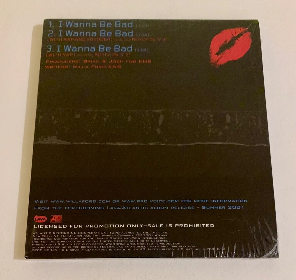 New/Sealed Promo CD Single (3 Tracks) Willa Ford I Wanna Ba Bad - Royce Da 5'9" - Image 2 of 3