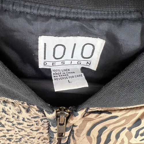 VINTAGE 80'S 90'S IOIO Design 100% Linen Size Large L Puffer Jacket Coat Shirt - Picture 2 of 9