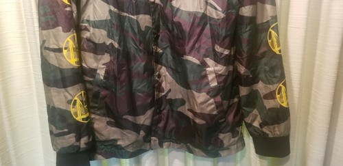 Mens Golden State Warriors NBA Brand Camo Print lightweight JACKET (L) polyester - Picture 3 of 8
