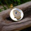 thumbnail 3 - Small Mother of Pearl Gold Crystal Hamsa Pendant .925 Silver Necklace