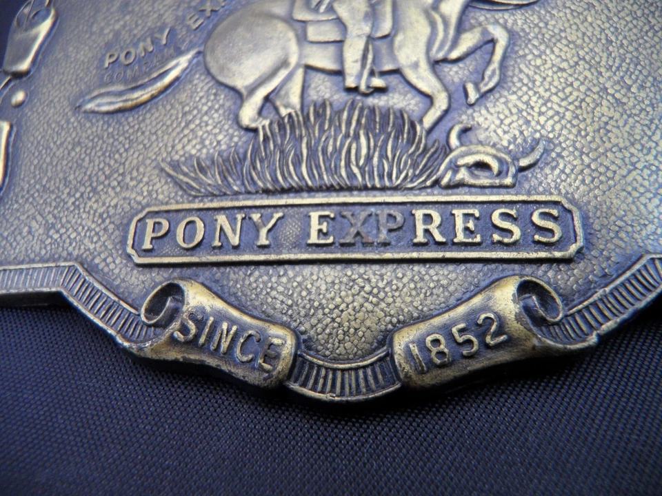 Винтажная металлическая пряжка ремня Pony Express Company винтажная западная одежда - Изображение 4 из 4