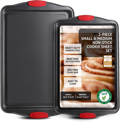 Baking Sheet Set , 2 - Piece Cookie Sheet Set with Silicone Handles
