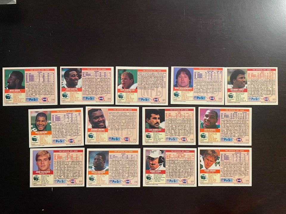 1989 Pro Set Lot - Philadelphia Eagles (13) Cris Carter (RC)/Brown/Ryan ...