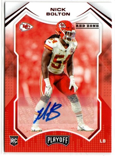 2021 Panini Playoff Football #267 Nick Bolton Red Zone ROOKIE AUTO CHIEFS - 第 1/1 張圖片
