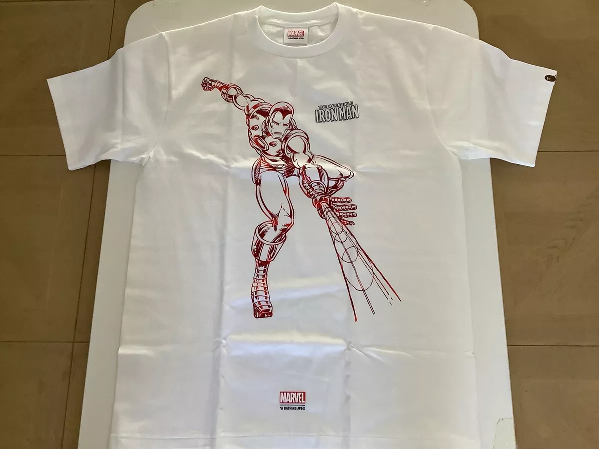 AUTHENTIC A BATHING APE BAPE x MARVEL IRON MAN TEE T SHIRT WHITE M NEW RARE