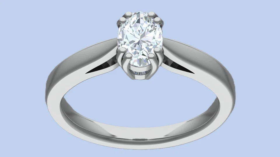 14k White Gold Finish 3.41Ct Oval Cut Lab Created Diamond Women Solitaire Ring - Image 2 of 2